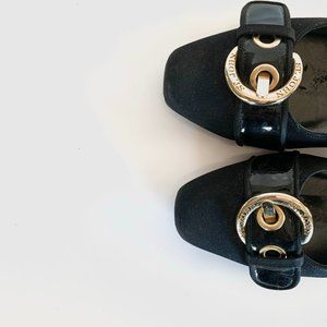 St. John Black Gold Buckle Pumps Size 7